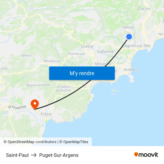Saint-Paul to Puget-Sur-Argens map