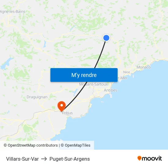 Villars-Sur-Var to Puget-Sur-Argens map