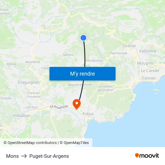 Mons to Puget-Sur-Argens map