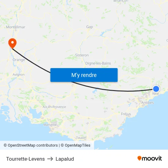 Tourrette-Levens to Lapalud map