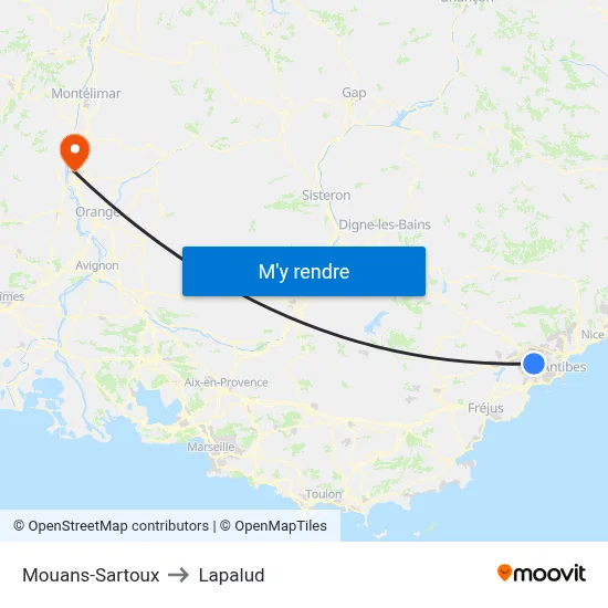 Mouans-Sartoux to Lapalud map