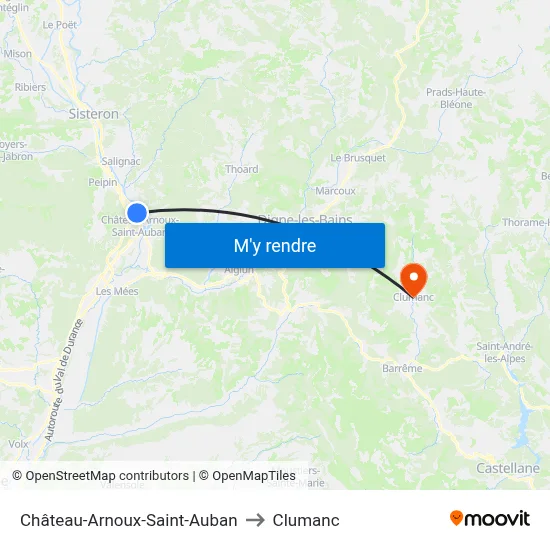 Château-Arnoux-Saint-Auban to Clumanc map