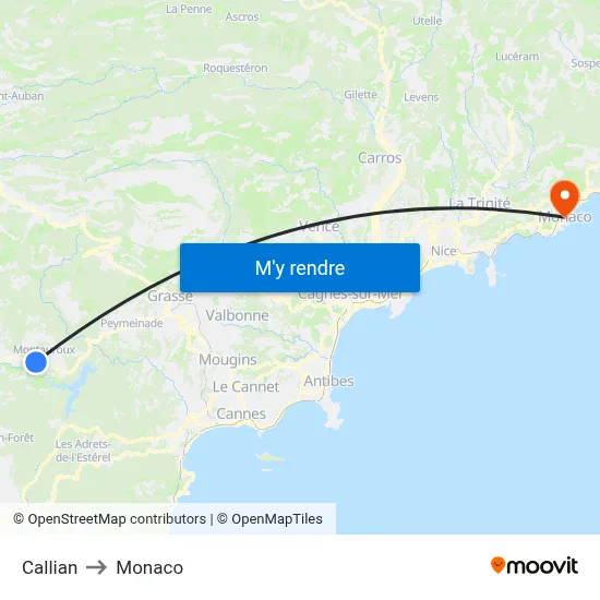 Callian to Monaco map