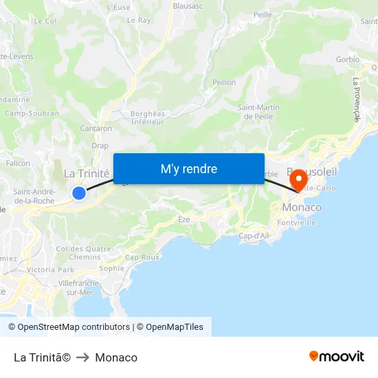 La Trinitã© to Monaco map