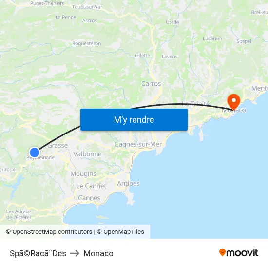 Spã©Racã¨Des to Monaco map
