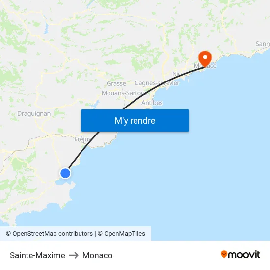 Sainte-Maxime to Monaco map