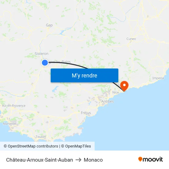 Château-Arnoux-Saint-Auban to Monaco map