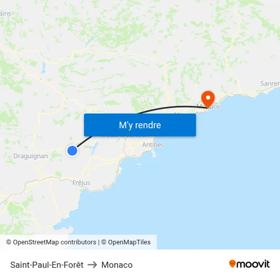 Saint-Paul-En-Forêt to Monaco map
