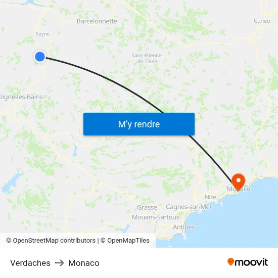 Verdaches to Monaco map