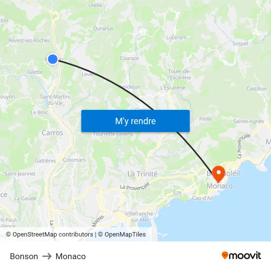 Bonson to Monaco map