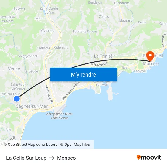 La Colle-Sur-Loup to Monaco map