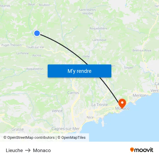 Lieuche to Monaco map