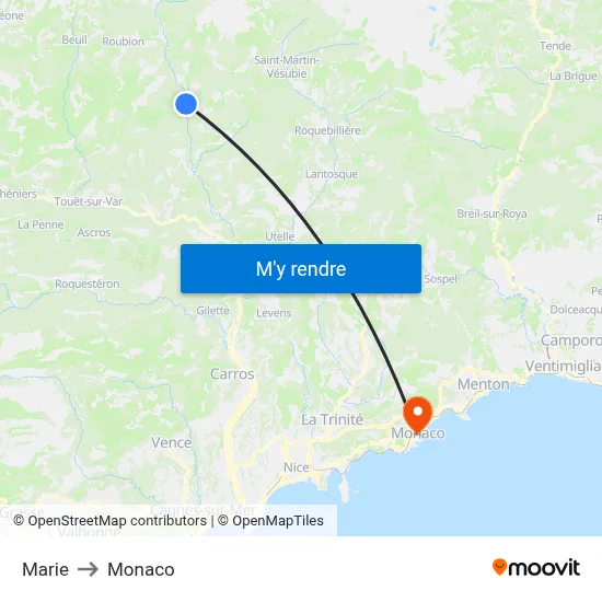 Marie to Monaco map