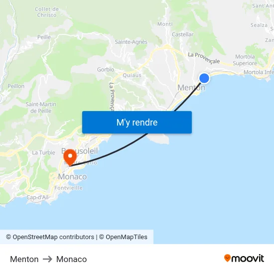 Menton to Monaco map