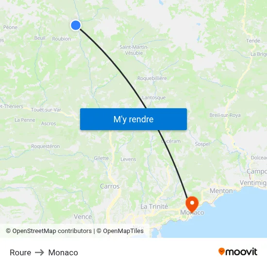 Roure to Monaco map