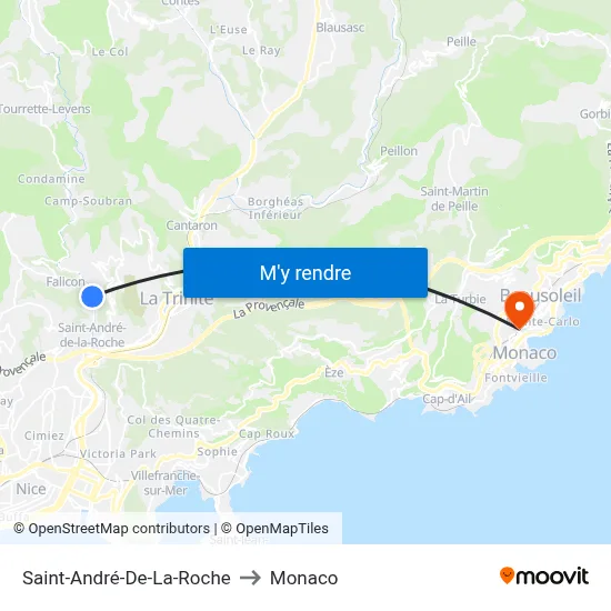 Saint-André-De-La-Roche to Monaco map