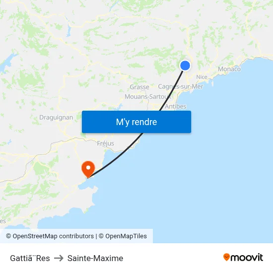 Gattiã¨Res to Sainte-Maxime map