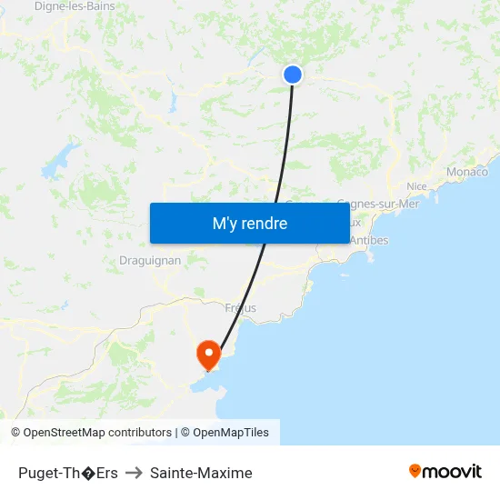 Puget-Th�Ers to Sainte-Maxime map