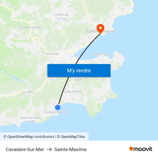 Cavalaire-Sur-Mer to Sainte-Maxime map