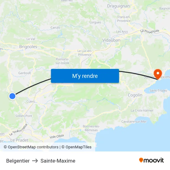 Belgentier to Sainte-Maxime map