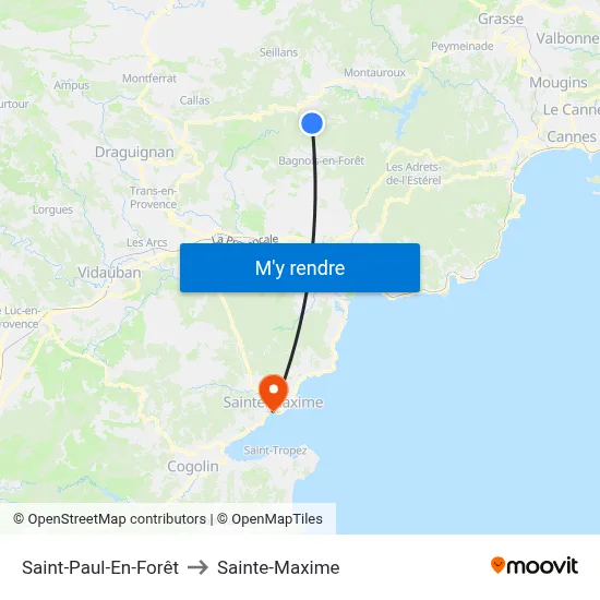 Saint-Paul-En-Forêt to Sainte-Maxime map