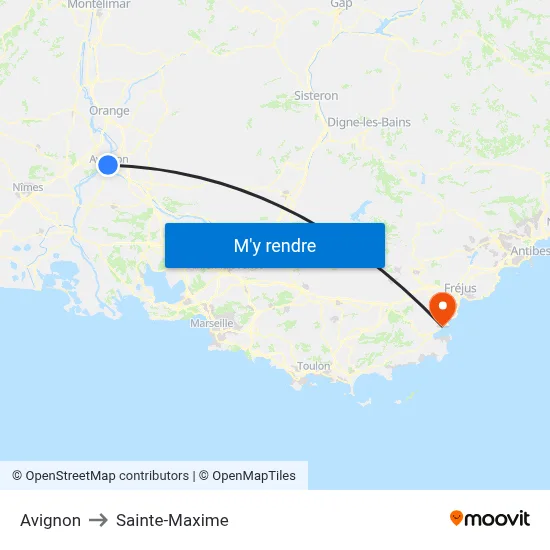 Avignon to Sainte-Maxime map