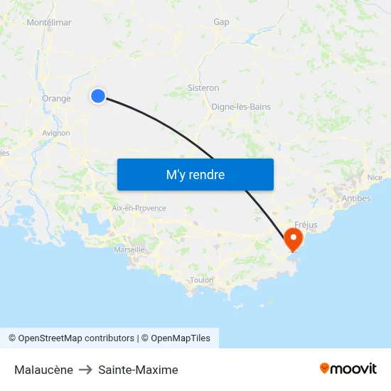 Malaucène to Sainte-Maxime map