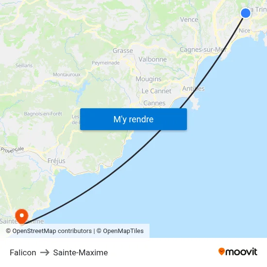 Falicon to Sainte-Maxime map