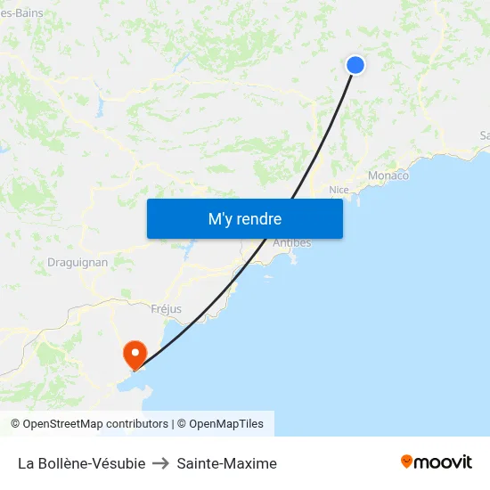 La Bollène-Vésubie to Sainte-Maxime map