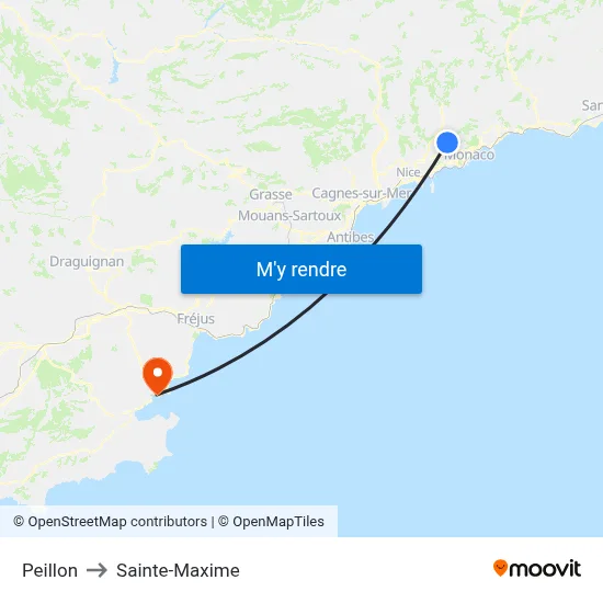 Peillon to Sainte-Maxime map