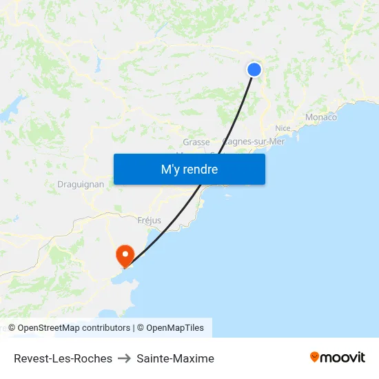Revest-Les-Roches to Sainte-Maxime map