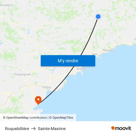 Roquebillière to Sainte-Maxime map