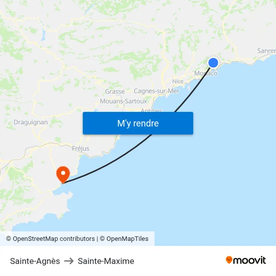Sainte-Agnès to Sainte-Maxime map
