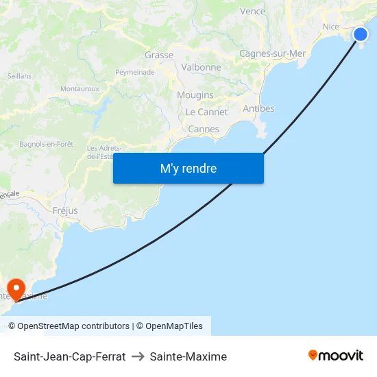 Saint-Jean-Cap-Ferrat to Sainte-Maxime map