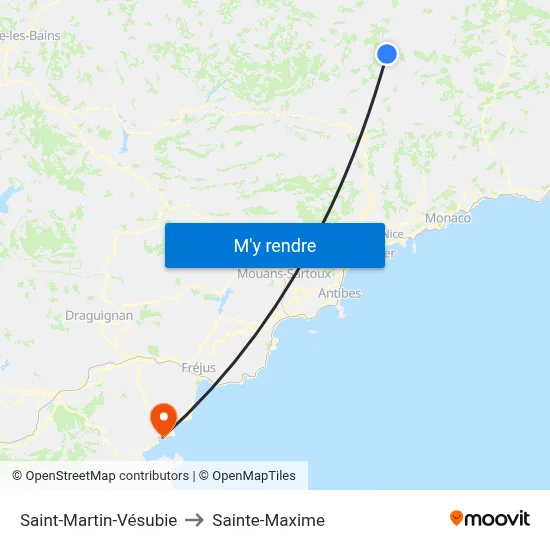 Saint-Martin-Vésubie to Sainte-Maxime map
