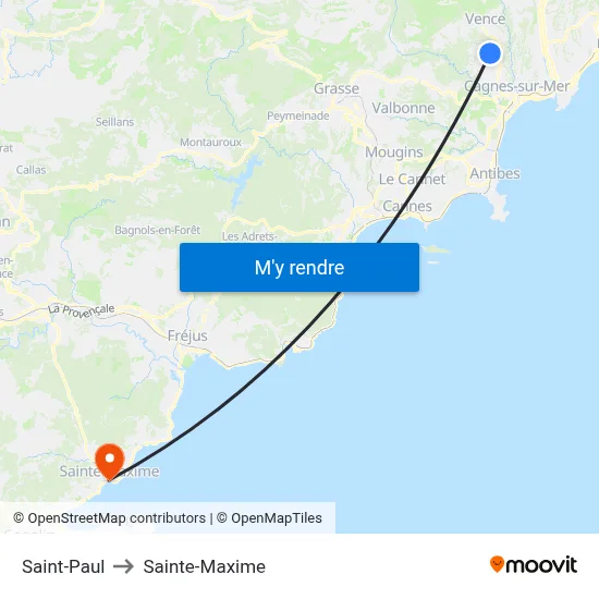 Saint-Paul to Sainte-Maxime map