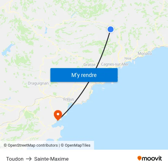 Toudon to Sainte-Maxime map