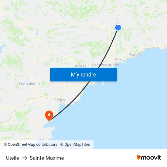 Utelle to Sainte-Maxime map