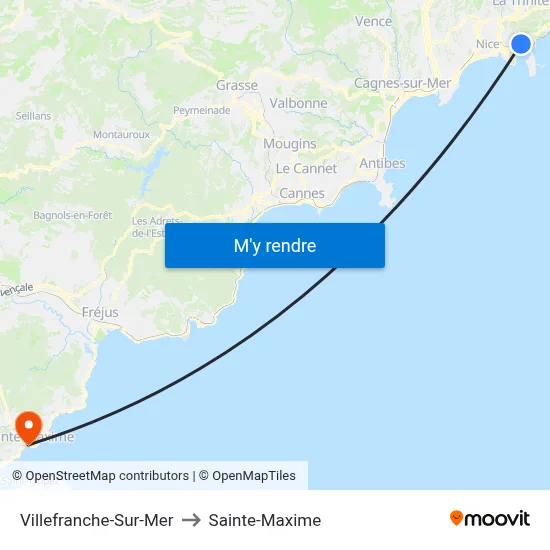 Villefranche-Sur-Mer to Sainte-Maxime map