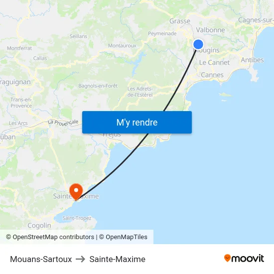 Mouans-Sartoux to Sainte-Maxime map