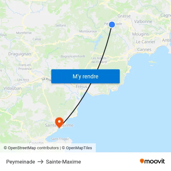 Peymeinade to Sainte-Maxime map