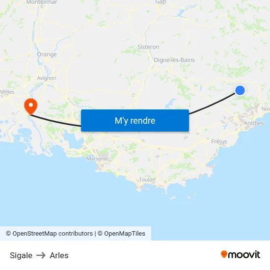 Sigale to Arles map