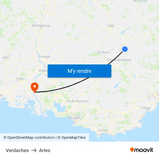 Verdaches to Arles map
