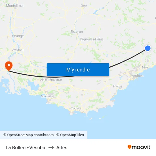 La Bollène-Vésubie to Arles map
