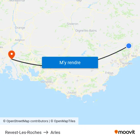 Revest-Les-Roches to Arles map