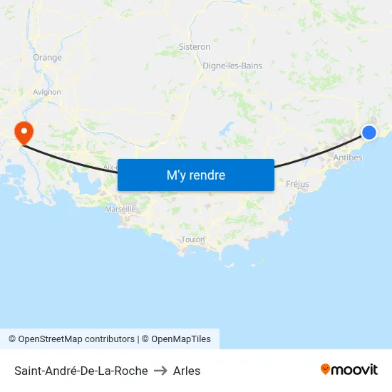 Saint-André-De-La-Roche to Arles map
