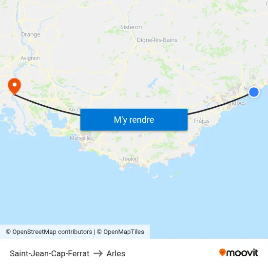 Saint-Jean-Cap-Ferrat to Arles map