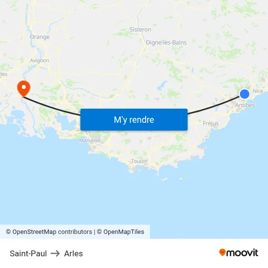 Saint-Paul to Arles map
