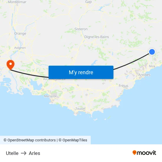 Utelle to Arles map