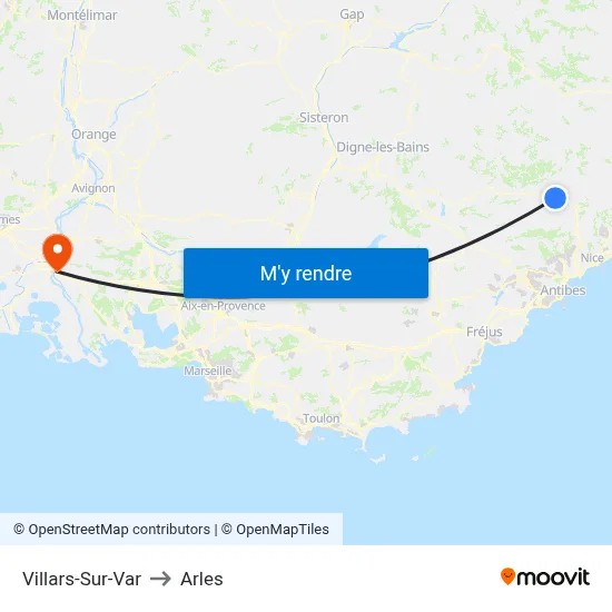 Villars-Sur-Var to Arles map